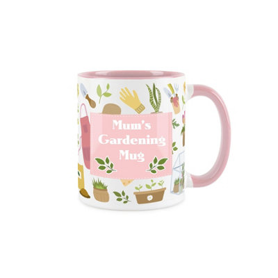 B&Q -  Mums Gardening MugGardening White & Pink Coffee/tea Gift 11Oz