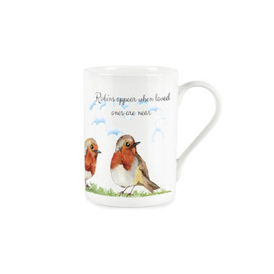 B&Q -  Birds Mug 'robins Appear When Love Ones Are Near'Fine Bone China WhiteSympathies/loss Mug Gift