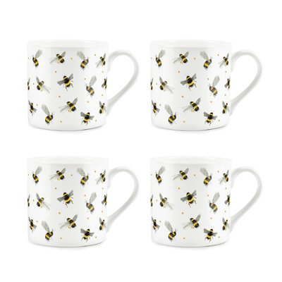 Purely Home Scattered Bees Bone China MugsSet Of 4 from B&Q