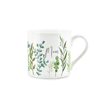 Purely Home Green Bone China - Leaf Foliage Mum Gift Coffee/Tea Mug - Present For Mum