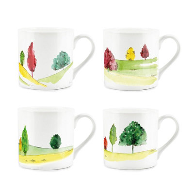 Purely Home English Landscapes Bone China MugsSet Of 4 from B&Q