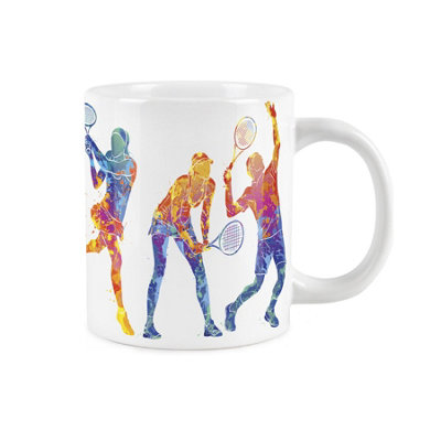 Purely Home Extra Large Big Tennis Mug Themed Abstract Paint EffectJumbo White Coffee/tea Gift For Sports Lovers from B&Q