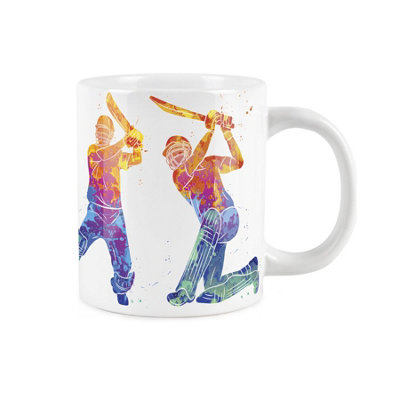 Purely Home Extra Large Big Cricket Mug Themed Abstract Paint EffectJumbo White Coffee/tea Gift For Sports Lovers from B&Q