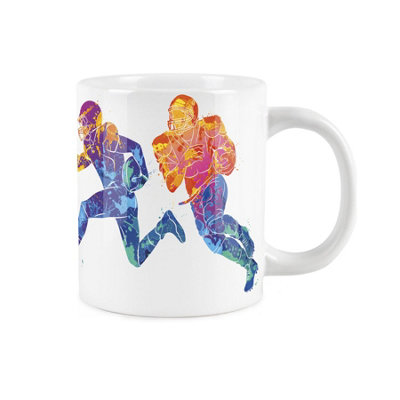 Purely Home Extra Large Big American Football Mug Themed Abstract Paint EffectJumbo White Coffee/tea Gift For Sports Lovers from B&Q