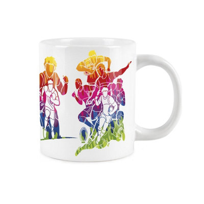 Purely Home Extra Large Big Rugby Mug Themed Abstract Paint EffectJumbo White Coffee/tea Gift For Sports Lovers from B&Q
