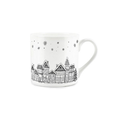 B&Q -  Christmas Festive Winter VillageBone China White Mug Coffee/tea