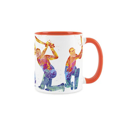 Purely Home Cricket Themed Abstract Paint EffectOrange Mug Coffee/tea Gift For Sports Lovers from B&Q