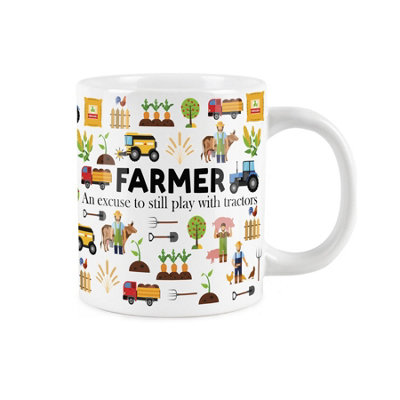 Purely Home Extra Large Big Farmer Mug Fun Trades GiftJumbo White Coffee/tea Present from B&Q