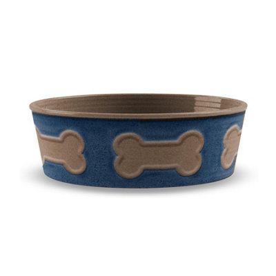 Purely Home Indigo Bone Melamine Pet BowlLarge Food Bowl For Dogs from B&Q