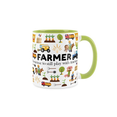Purely Home Farmer Mug Fun Trades GiftWhite Coffee/tea Present from B&Q
