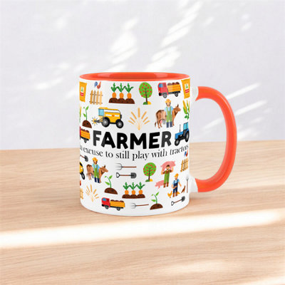 Purely Home  Farmer Mug Fun Trades GiftWhite Coffee/tea Present from B&Q