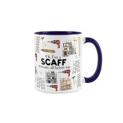Purely Home Scaffolder Mug Fun Trades GiftWhite & Navy Coffee/tea Present from B&Q