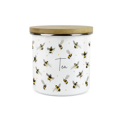 B&Q - Purely HomeScattered BeesTea CanisterKitchen Storage Jar (Large)