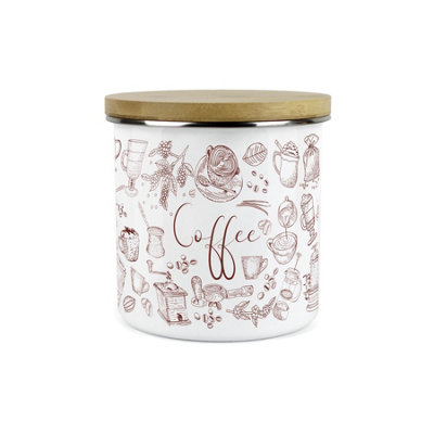 Purely Home Rustic Vintage Style Coffee CanisterWhite Metal Enamel Kitchen Food Storage Container from B&Q