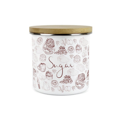 Purely Home Rustic Vintage Style Sugar CanisterWhite Metal Enamel Kitchen Food Storage Container from B&Q