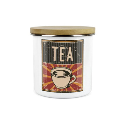Purely Home Retro 1950S Style Tea CanisterWhite Metal Enamel Kitchen Food Storage Container from B&Q