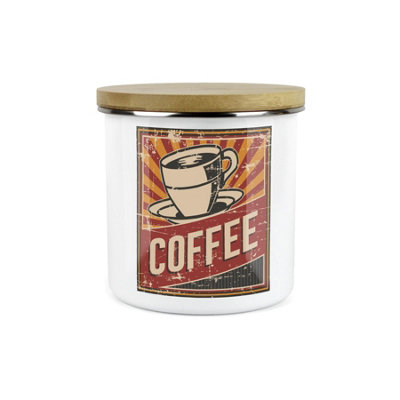 Purely Home Retro 1950S Style Coffee CanisterWhite Metal Enamel Kitchen Food Storage Container from B&Q