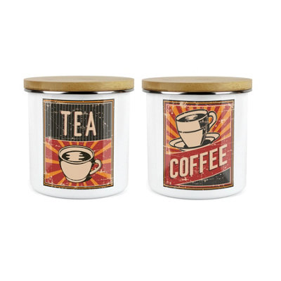 Purely HomeRetro Tea & Coffee Canister SetKitchen Storage Jars (Large) from B&Q