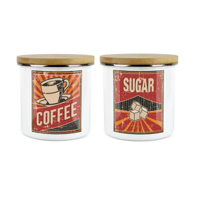 Purely HomeRetroCoffee & Sugar Canister SetKitchen Storage Jars (Large) from B&Q