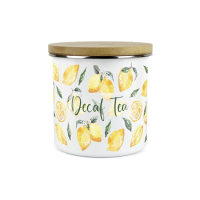 Purely Home Black - Lemons - Decaf Tea Canister - Kitchen Storage Jar ) Large