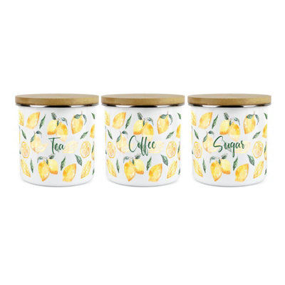 Purely HomeLemonsTeaCoffee & Sugar Canisters Kitchen Storage Jars  (Large) from B&Q