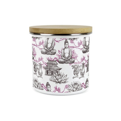 Purely Home Asian Scenes Purple Storage CanisterWhite Metal Enamel Kitchen Food Storage Container from B&Q