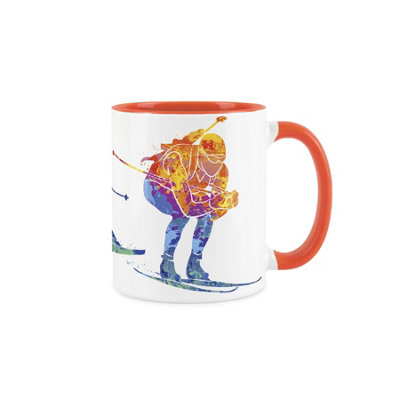 Purely Home Skiing MugSports Mug Abstract Paint EffectOrange Mug Coffee/tea Gift For Sports Lovers from B&Q