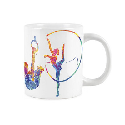 Purely Home Extra Large Big Gymnastics Mug Themed Abstract Paint EffectJumbo White Coffee/tea Gift For Sports Lovers from B&Q