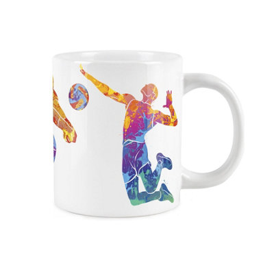 Purely Home Extra Large Big Volleyball Mug Themed Abstract Paint EffectJumbo White Coffee/tea Gift For Sports Lovers from B&Q