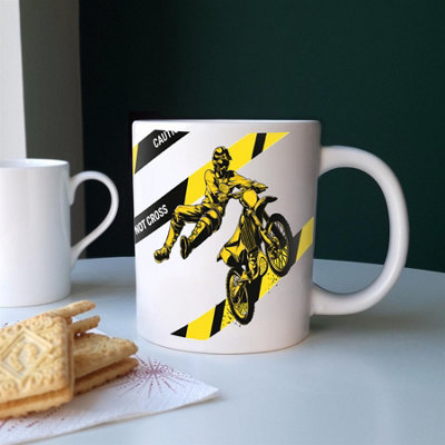 Purely Home Extra Large Big Motocross Themed Colourful Mug Jumbo White Coffee/tea Gift from B&Q