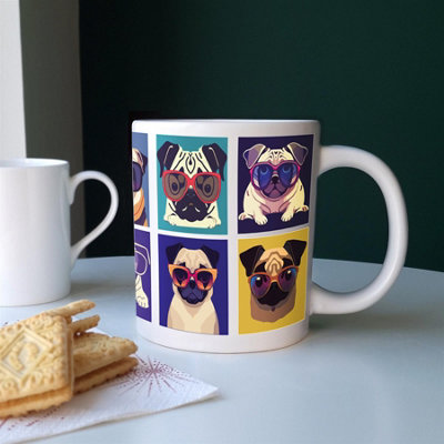 Purely Home Extra Large Big Cool Pets Pugs Jumbo White Coffee/tea Gift from B&Q