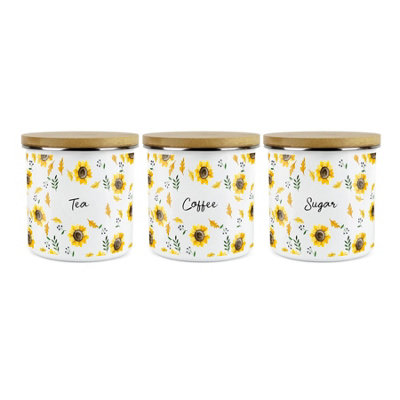 Purely HomeSunflowersTeaCoffee & Sugar Canisters Kitchen Storage Jars (Large) from B&Q