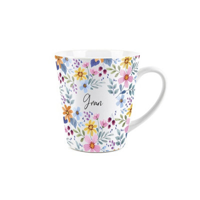 Purely Home Multi Flowers Gran Small Latte MugCeramic White Tea/coffee Present Gift from B&Q
