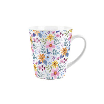 Purely Home Multi Flowers Small Latte MugCeramic White Tea/coffee Present Gift from B&Q