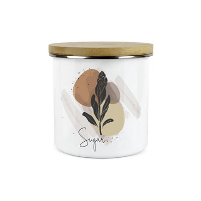 Purely Home Proteas South African Floral Sugar CanisterWhite Metal Enamel Kitchen Food Storage Container from B&Q