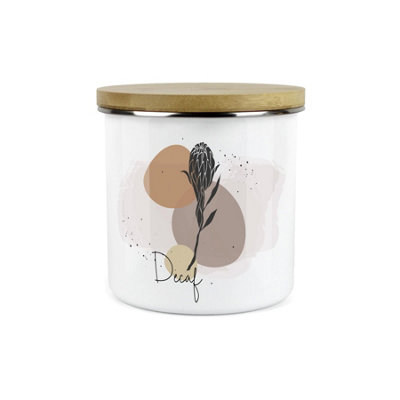 Purely Home Proteas South African Floral Decaf CanisterWhite Metal Enamel Kitchen Food Storage Container from B&Q
