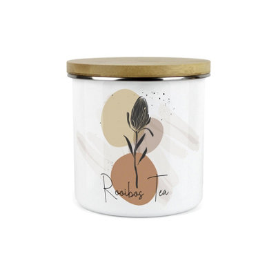 Purely Home Proteas South African Floral Rooibos CanisterWhite Metal Enamel Kitchen Food Storage Container from B&Q
