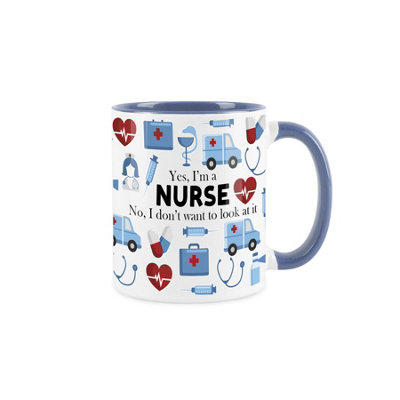 Purely Home Nurse Mug Fun Trades GiftWhite And Blue Coffee/tea Present Mug Gift from B&Q