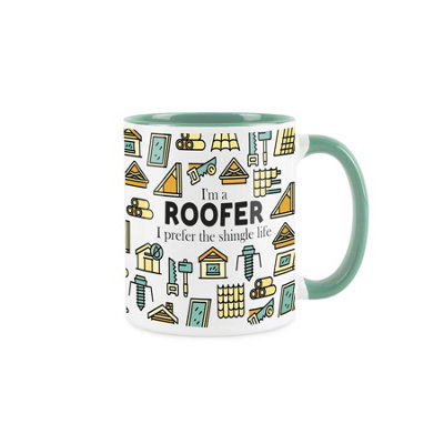 Purely Home Roofer Mug Fun Trades GiftWhite And Turquoise Coffee/tea Present Mug Gift from B&Q