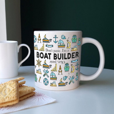 Purely Home Extra Large Big Boat Builder Mug Fun Trades GiftJumbo White Coffee/tea Present from B&Q