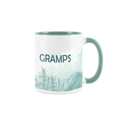 Purely Home Gramps Gift MugWhite And Turquoise Green Garden Meadow Coffee/tea Present Mug from B&Q