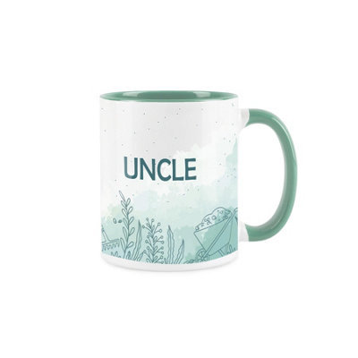 Purely Home Uncle Gift MugWhite And Turquoise Green Garden Meadow Coffee/tea Present Mug from B&Q