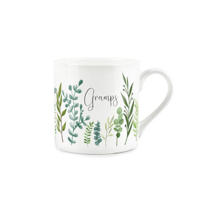 Purely Home Gramps Ferns & GreeneryBone China White Garden Coffee/tea Present Gift For Grandad/grandpa from B&Q