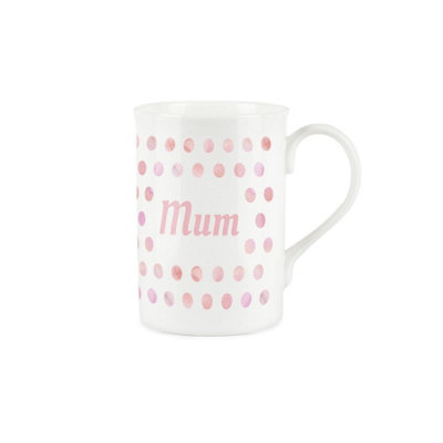 Purely Home Mum MugPolka Dots Pink Bone China Tea/coffee Gift For Mums from B&Q