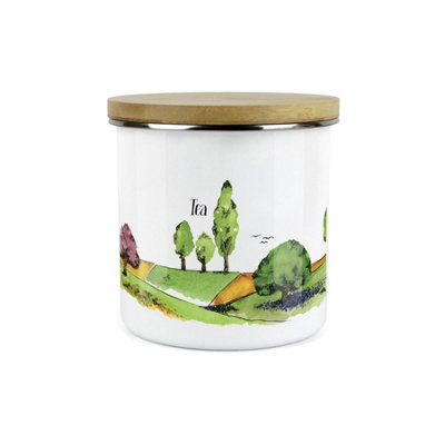 Purely Home Seasons Range Tea Storage Canister By Rhiannon ChaunceyWhite Metal Enamel Food Storage Container from B&Q
