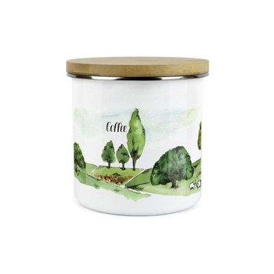 Purely Home Seasons Range Coffee Storage Canister By Rhiannon ChaunceyWhite Metal Enamel Food Storage Container from B&Q