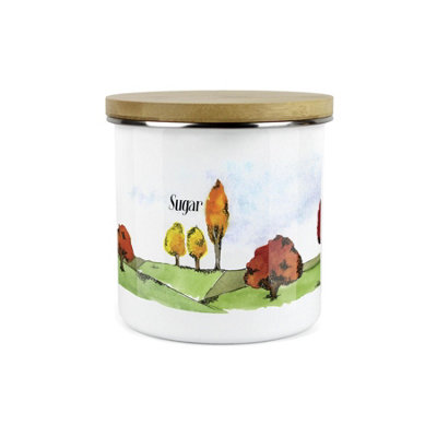 Purely Home Seasons Range Sugar Storage Canister By Rhiannon ChaunceyWhite Metal Enamel Food Storage Container from B&Q