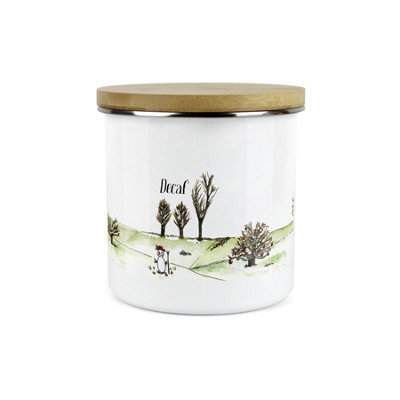 Purely Home Seasons Range Decaf Storage Canister By Rhiannon ChaunceyWhite Metal Enamel Food Storage Container from B&Q
