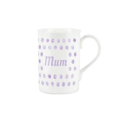 Purely Home Mum MugPolka Dots Lilac Bone China Tea/coffee Gift For Mums from B&Q