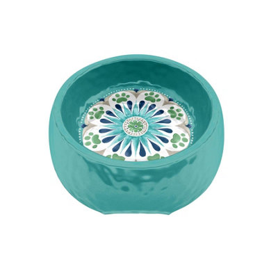 Purely Home Turquoise Medallion Melamine Pet BowlLarge Food Bowl For Dogs from B&Q